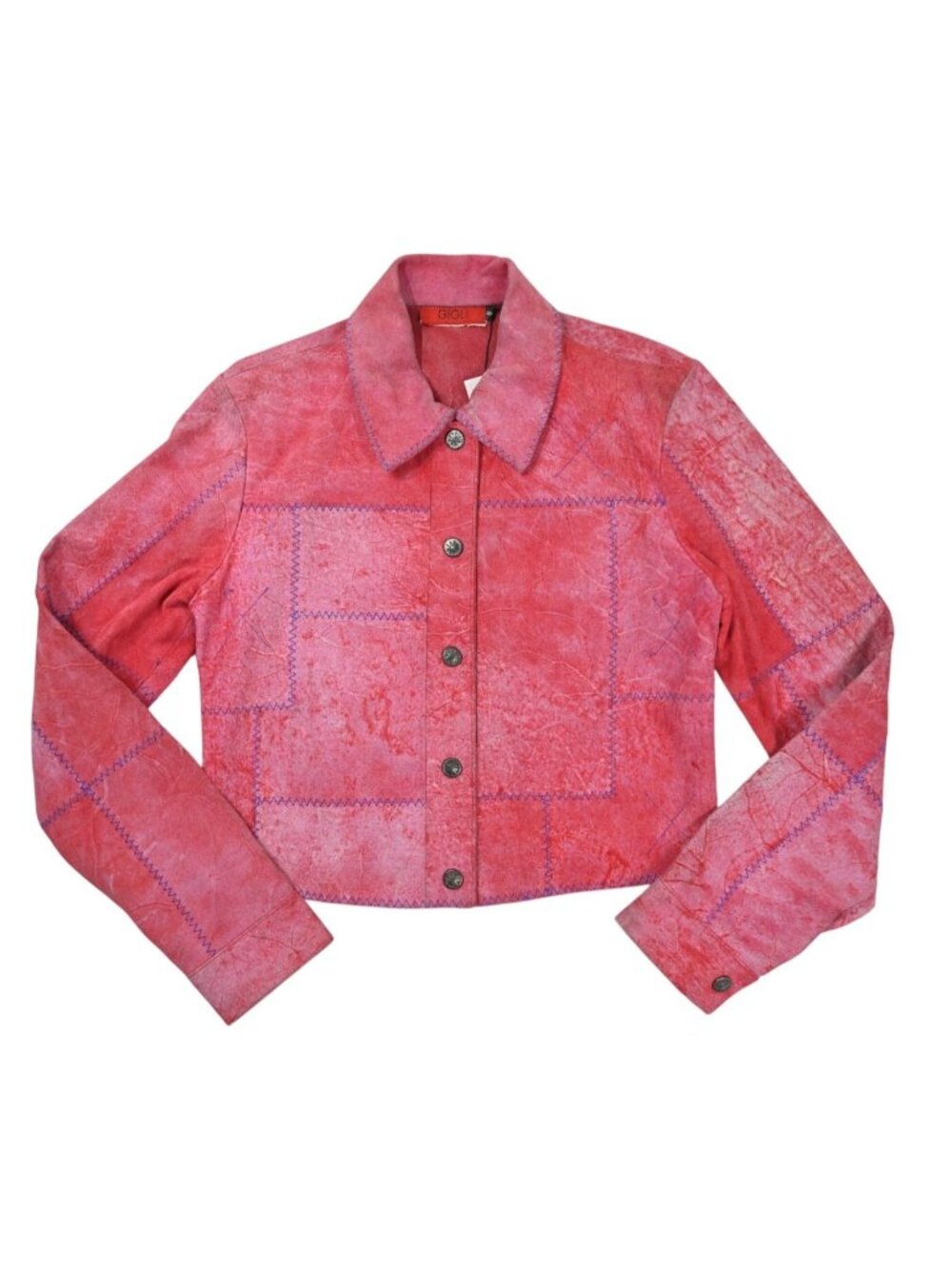 Vintage 1990's Romeo Gigli Cropped Suede Jacket in Pink Patchwork